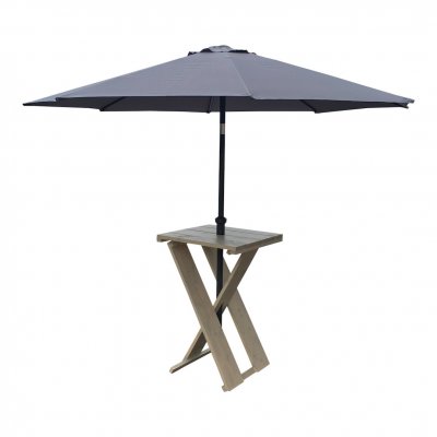 Statafel steigerhout + parasol antraciet